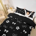 thumbnail image 3 of Erosebridal Black White Bow Football Twin Bedding for Girls, Princess Bow Duvet Cover Set, Black Reversible, 1 Duvet Cover and 1 Pillowcase (No Comforter), 3 of 6