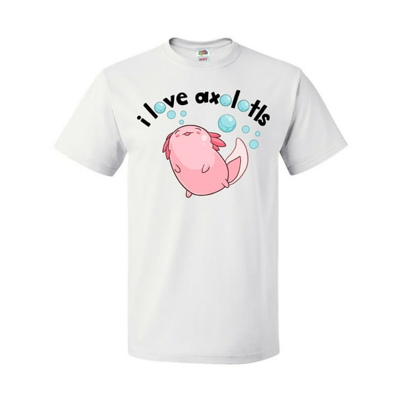 Inktastic I Love Axolotls with Bubbles T-Shirt