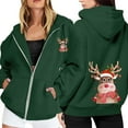 thumbnail image 2 of Christmas Hoodies for Women 2025 Long Sleeve Zip Up Reindeer Graphic Hooded Sweatshirt with Pockets Jacket Coat, 2 of 8