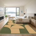 thumbnail image 3 of ODIKA 9'x12' Washable Area Rug Olive Beige Geometric Design Accent Elegant Contemporary Shapes and Borders for Great Room, Indoor Concept, Large Living Low Pile, Flatwoven, 3 of 7