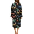 thumbnail image 3 of FKELYI Women Zip Up Robe Nightgowns Comfy House Coats Christmas Tree Dinosaur Snowflake Print Full Length Sleepwear House Dress Long Sleeve Bathrobe with 2 Pockets, 4XL, 3 of 6