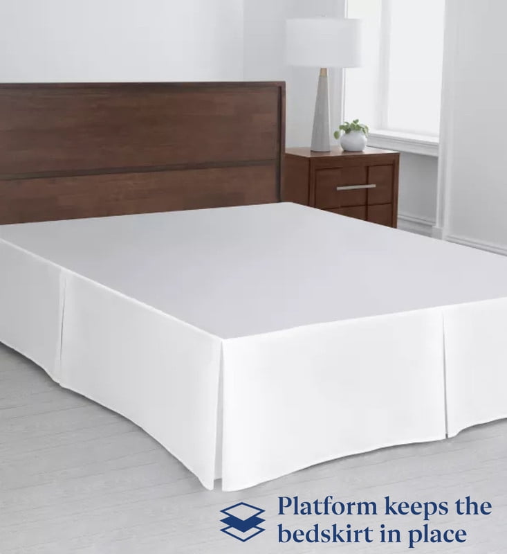 SKY BEDDINGS Luxury Pleated Queen Bed Skirt with Split Corners - 12 Inch Tailored Drop - Pleated Dust Ruffle - Wrinkle-Free 100% Microfiber - Easy Fit, Soft & Durable - White