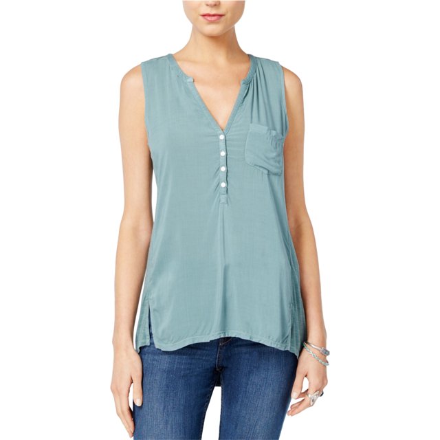 Camiseta sin mangas con cuello en V para mujer de Lucky Brand, verde, grande Lucky Brand Camiseta sin mangas