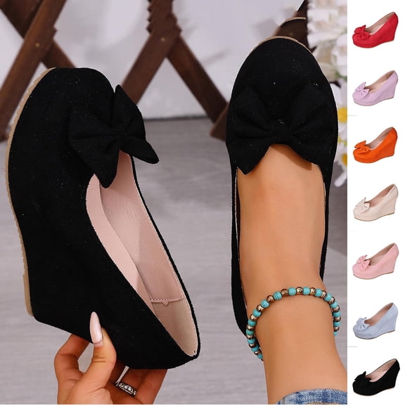 Miluxas Women's Wedges Heels for Women Pumps Comfortable Closed Toe Dressy Shoes Women Pumps Wedge Shoes for Wedding Work office Party Sky Blue 9.5(43)