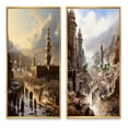 thumbnail image 2 of Designart "Hajj Pilgrimage Islam wall decor V" Islam Framed Wall Art Set Of 2 - Yellow Spiritual Frame Gallery Set For Office Decor, 2 of 6