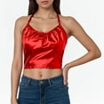 thumbnail image 2 of Bmisegm Tank Tops For Women Elegant Neck Tie Strap Sleek Sleeveless Camisole Regular Fit Waist Length For Casual Wear Summer Tops For Women Red_001 XL, 2 of 5