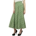 thumbnail image 4 of Phagun Robe Bohème Verte en Coton, Jupe Portefeuille Réversible Imprimée Ikat pour l'Été, 4 of 6