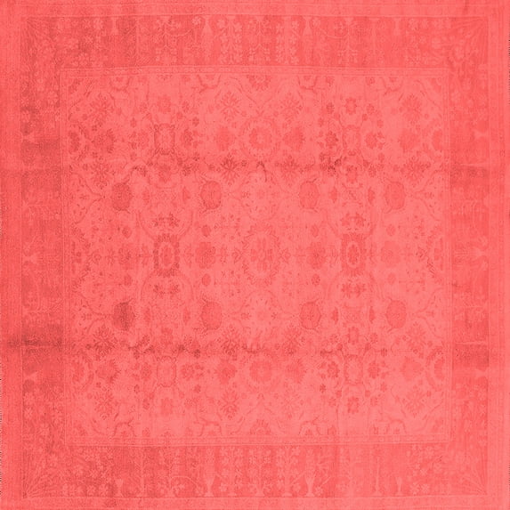Ahgly Company Machine Washable Indoor Square Oriental Red Industrial Area Rugs, 7' Square
