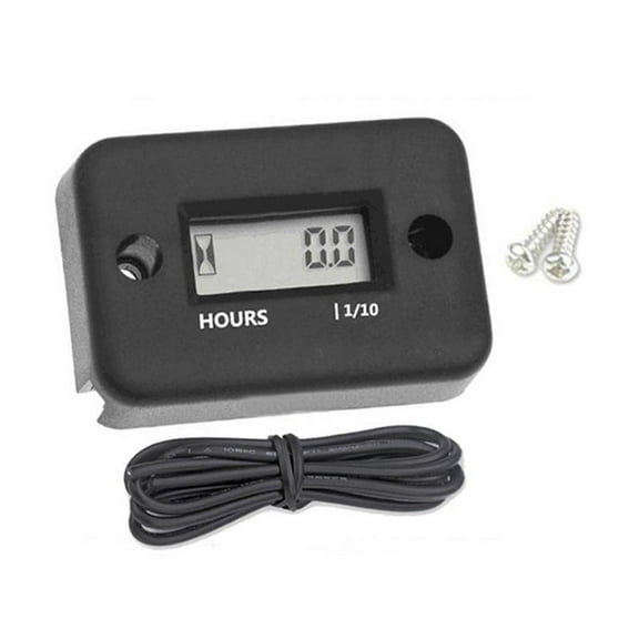 Waterproof LCD Display Digital Hour Meter Inductive for Bike Motorcycle ATV Snowmobile Engine, Black
