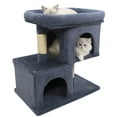 thumbnail image 1 of Gymax 25.5'' Cat Tree w/2 Large Condo Padded Top Perch Sisal Scratching Posts for Cats Grey, 1 of 10