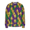 thumbnail image 4 of Craaazy Mardi Gras Long Sleeve Shirts for Women Casual Round Neck Carnival Tops Gifts, 4 of 6