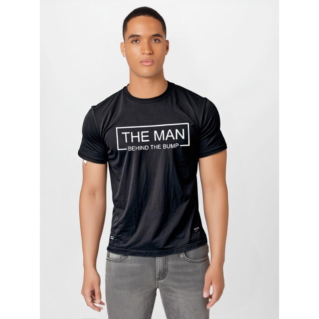 The Man Behind The Bump Tshirt, Pregnancy Announcement, Crew Neck Casual T Shirt, Outdoor Adventures, Soft 100% Cotton, Funny T Shirts, Breathable, Lightweight, Casual Daily Style, Outdoor A
