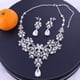 thumbnail image 1 of Conjunto de joyería de boda, pendientes elegantes de plata brillante, conjunto de collar para fiesta de cumpleaños nupcial, collar y pendientes, 1 of 5