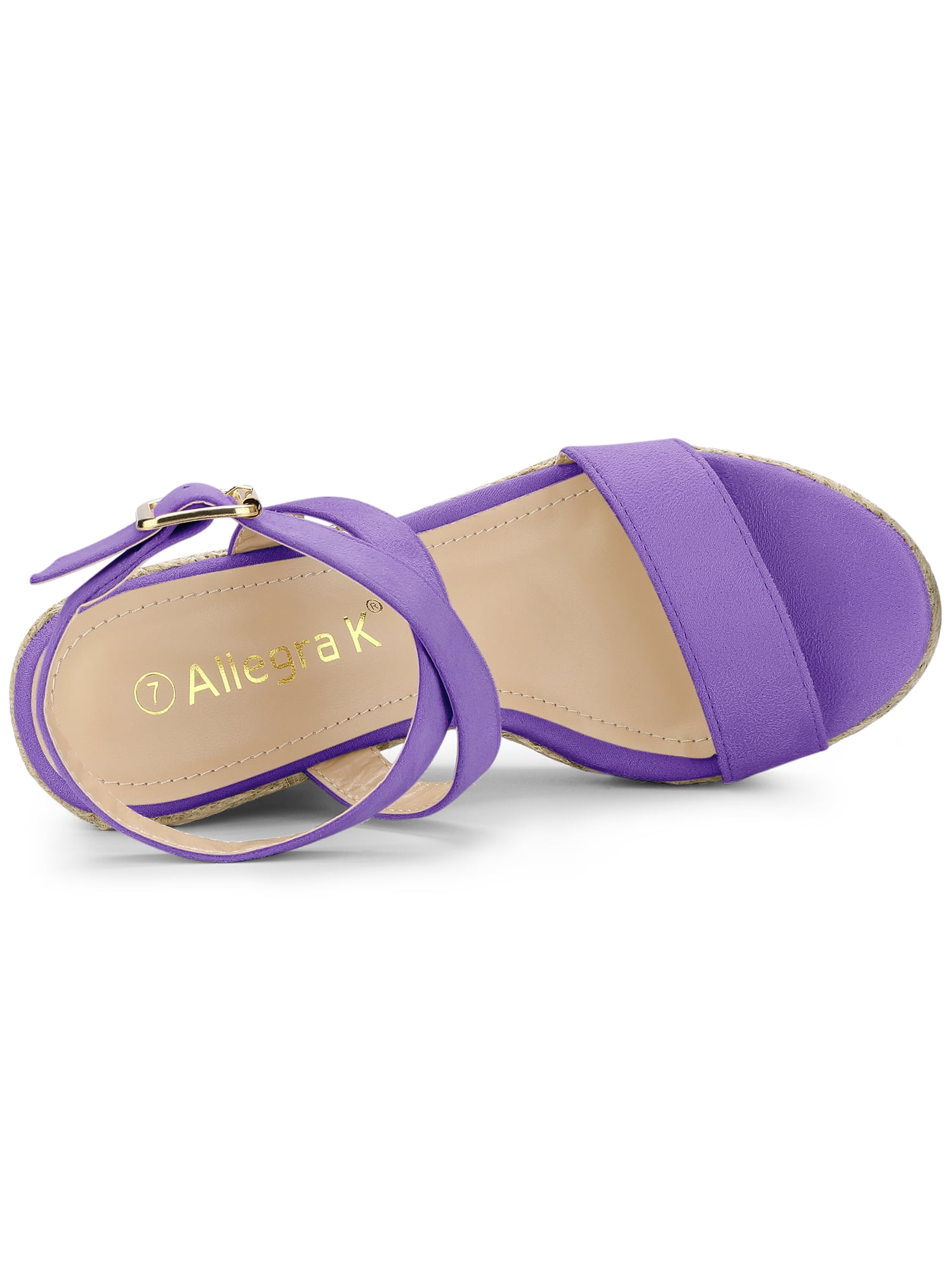 DARING DIVA Women's Slingback Crisscross Wedges Heel Espadrille Sandals Purple 6