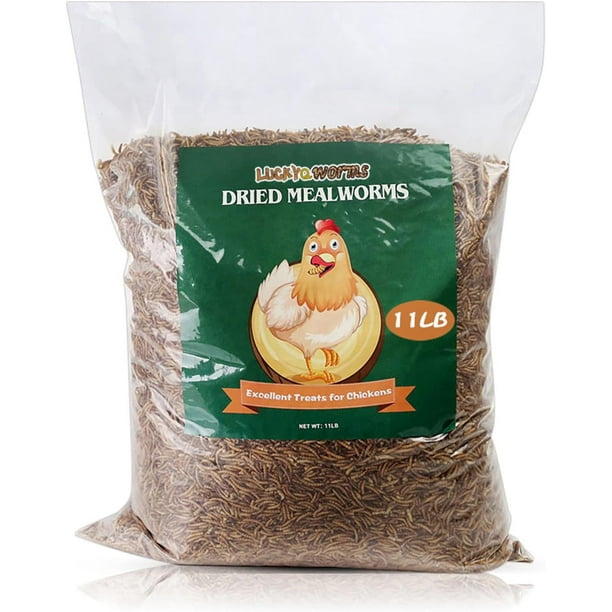Luckyqworms Bulk Mealworms 11Lbs, HighProtein Dried Mealworms, 100