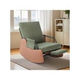 thumbnail image 1 of Ourlova Upholstered Nursery Rocking Chair with High Backrest and Side Pocket Gliding Iron Frame Rocking Chair with Footrest Easy Assembly for Living Room Bedroom Nursery Green, 1 of 10