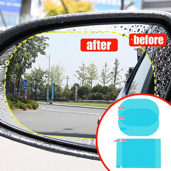 4 películas protectoras impermeables para espejos retrovisores de coche, antideslumbrantes y antilluvia para SUV.