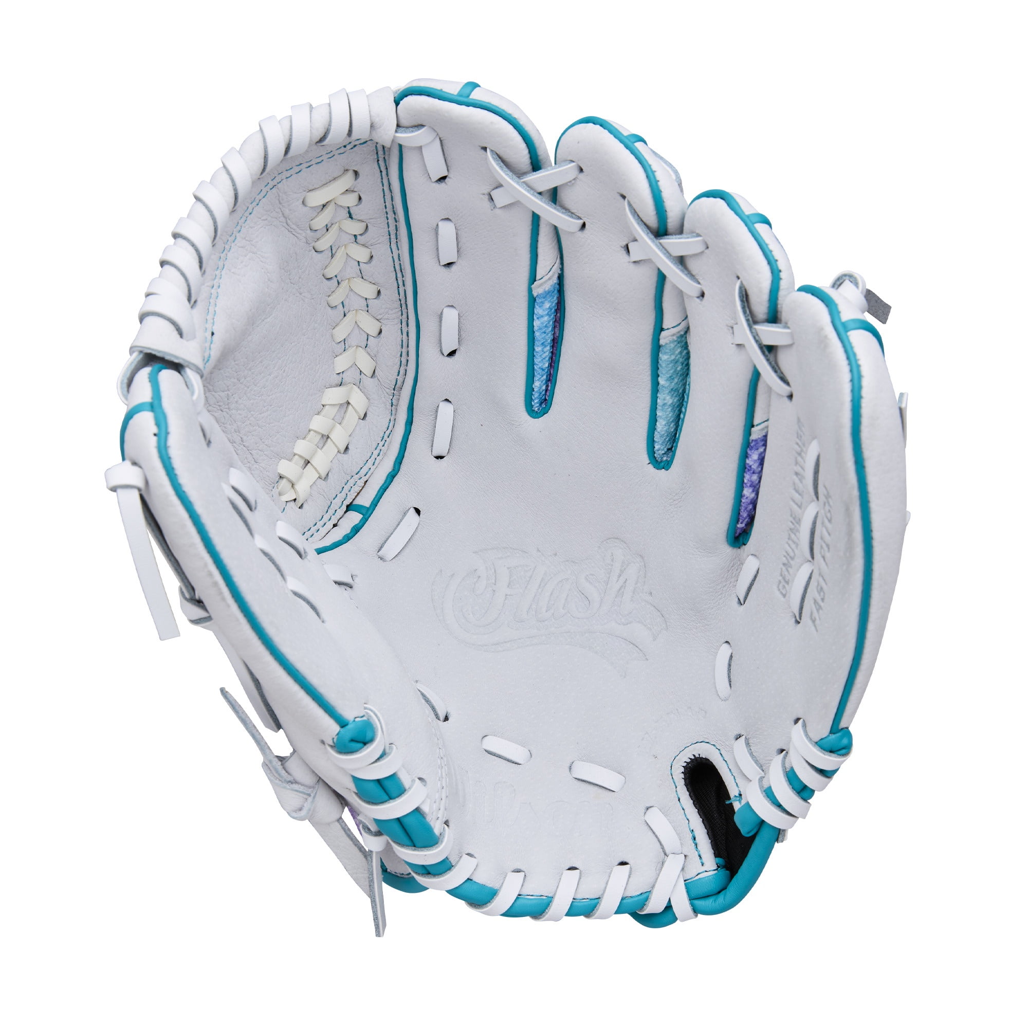 Wilson 2026 Flash™ 11" Youth Fastpitch Glove - White/Flamingo Pink/Green, Right Hand Throw