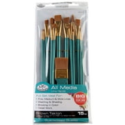 Royal & Langnickel - 15pc Long Handle, Brown Taklon All Media Paint Brush Set