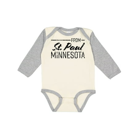 

Inktastic From St. Paul Minnesota in Black Distressed Text Gift Baby Boy or Baby Girl Long Sleeve Bodysuit