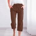 thumbnail image 4 of Zoeecloth Womens 7 Points Pants Female Summer Cotton Linen with Pocket Home Trousers S-5XL, 4 of 9