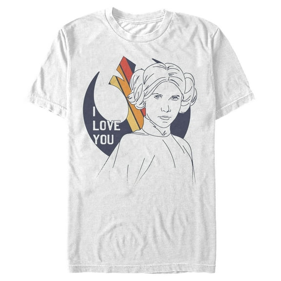 Men's Star Wars Leia I Love You Rebel Logo Graphic Tee White Large