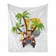 thumbnail image 1 of Baby Soft Flannel Fleece Throw Blanket, Zebra Toucan Lion and Forest Animals Driving Safari Theme, Cozy Plush for Indoor and Outdoor Use, 50" x 70", Multicolor, by Ambesonne, 1 of 6