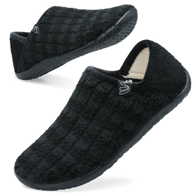House Spesoul Fuzzy - Zapatillas de interior para mujer y hombre, color negro