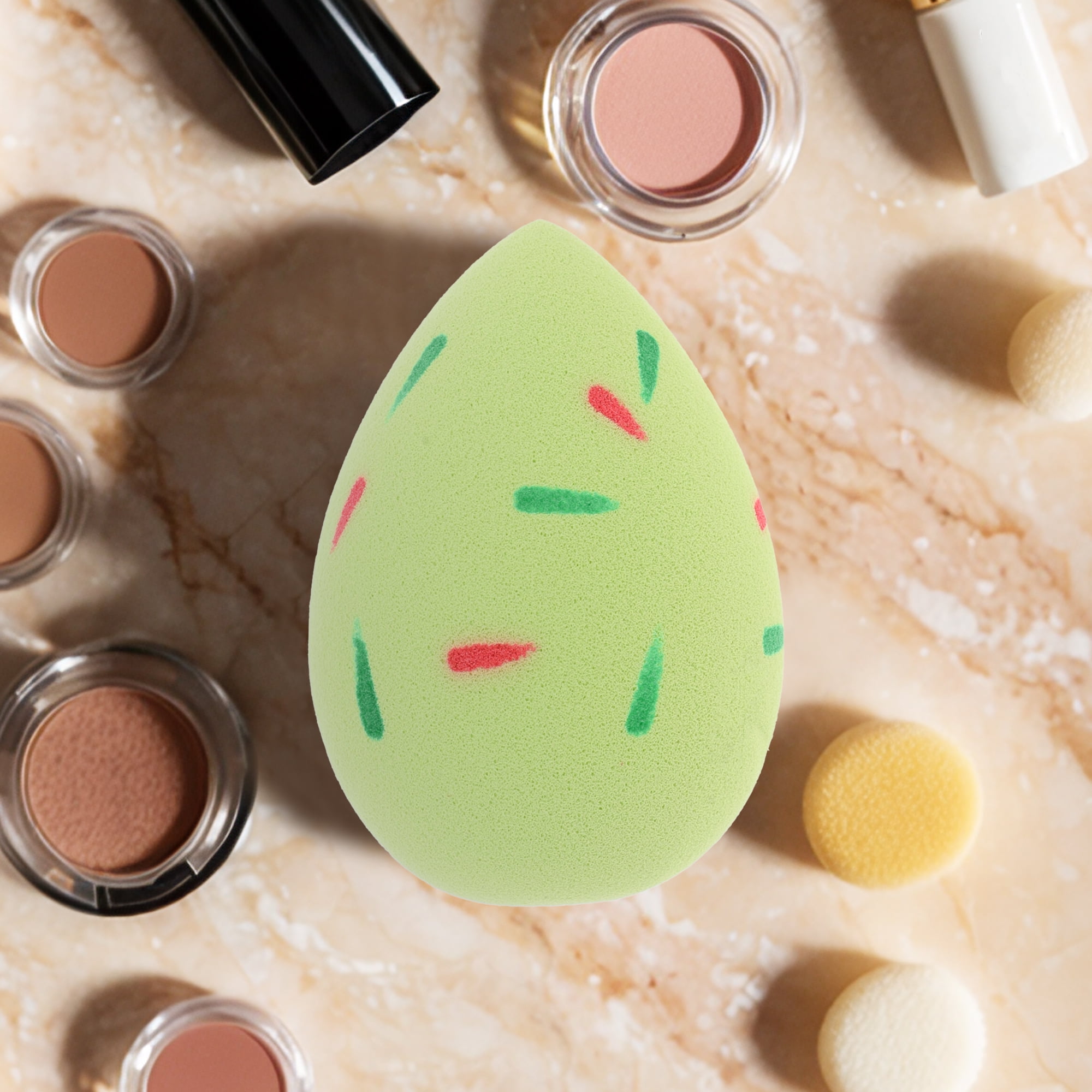 Unique Bargains 1 Pc Two-color Willow Leaf Face Makeup Sponge for Bedrooms Green