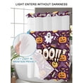 thumbnail image 4 of No Hook Cloth Fabric Shower Curtain with Snap in Liner, Purple Halloween Waterproof Shower Curtains Set with See Through Top Window, Cute Ghost Pumpkin Skull Bat Wizard Hat Bath Curtains 72"x96", 4 of 6