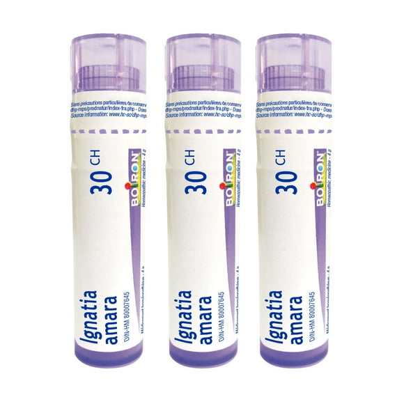 Boiron Ignatia Amara 30CH – Homeopathic Medicine, Box of 3 Tubes (4g Each, Approx. 80 Pellets per Tube)