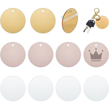 30pcs 3 Colors Acrylic Ornaments Blanks 5mm Round Blank Hanging Pieces Flat Round Mirror Decoration Blanks for Painting Engraving Wedding Christmas Lanyard Gifts DIY