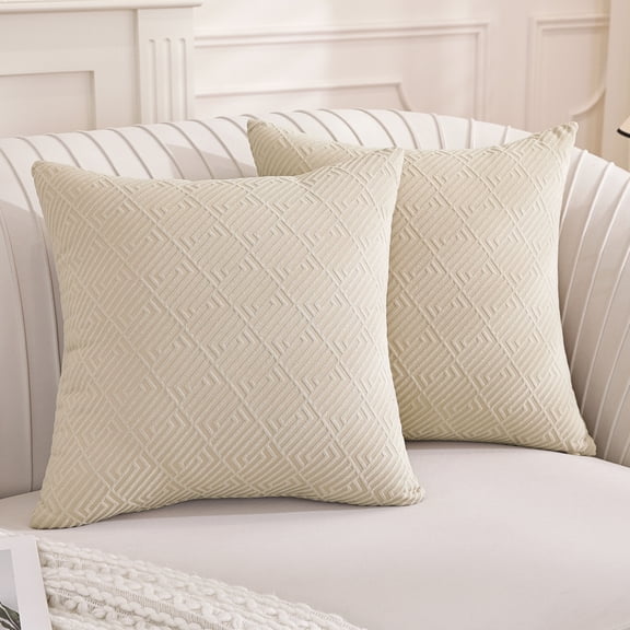 JIATER Pack of 2 Throw Pillow Covers Soft Decorative Pillow Covers,18x18,Beige