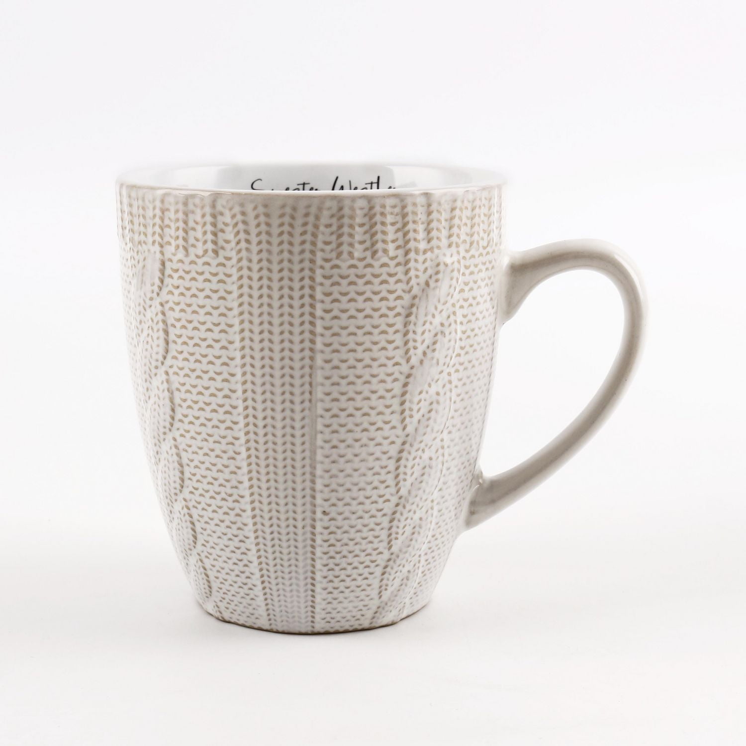 14 OZ SWEATER STONEWARE MUG - WHITE AND RED