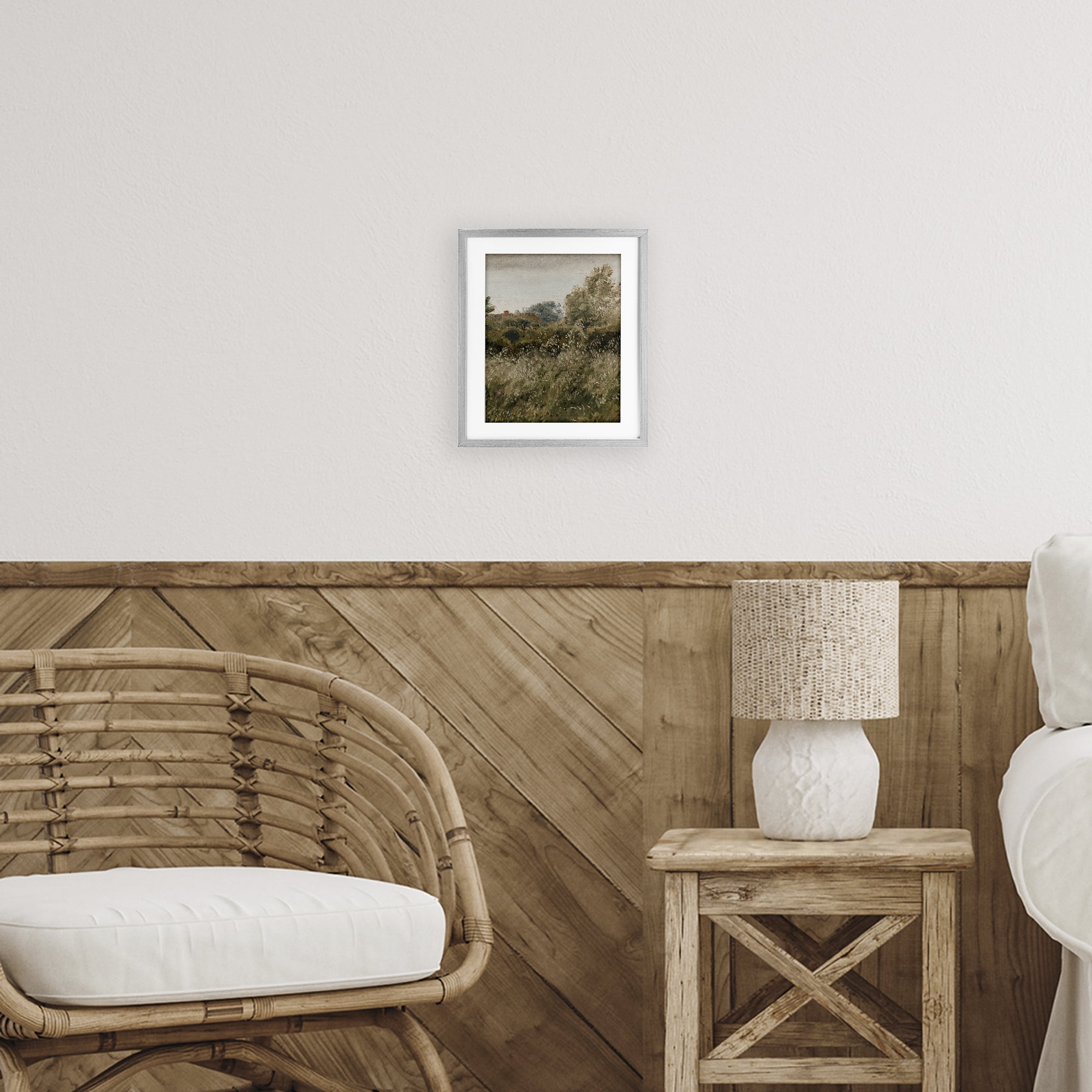 Thicket in Countryside Gray Framed Print Under Glass, design by Lettered and Lined