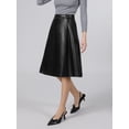 thumbnail image 4 of INSPIRE CHIC Women's Faux Leather Skirt High Waist Faux Wrap Business Casual PU A-Line Skirts S Black, 4 of 5