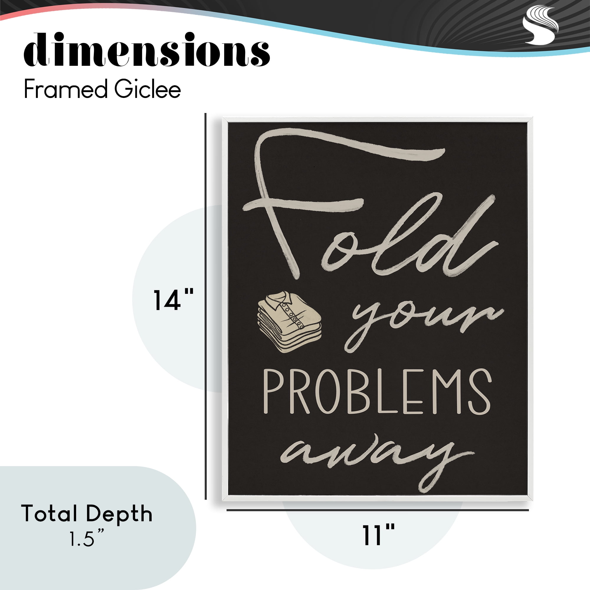 Fold Your Problems Away White Framed Giclee Art, design by Marcus Prime