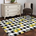 thumbnail image 3 of Cute Lemon Summer Area Rugs 2.7'x5', Washable Small Throw Rugs for Kitchen Bedroom, Farmhouse Floral Black Buffalo Plaid Indoor Outdoor Rug Non-Slip Low Pile Carpet Runner Reversible Floor Mats, 3 of 8