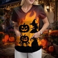 thumbnail image 5 of Godom T Shirt for Women Halloween Pumpkin Tees Fall Graphic Short Sleeve V Neck Tees, 5 of 7
