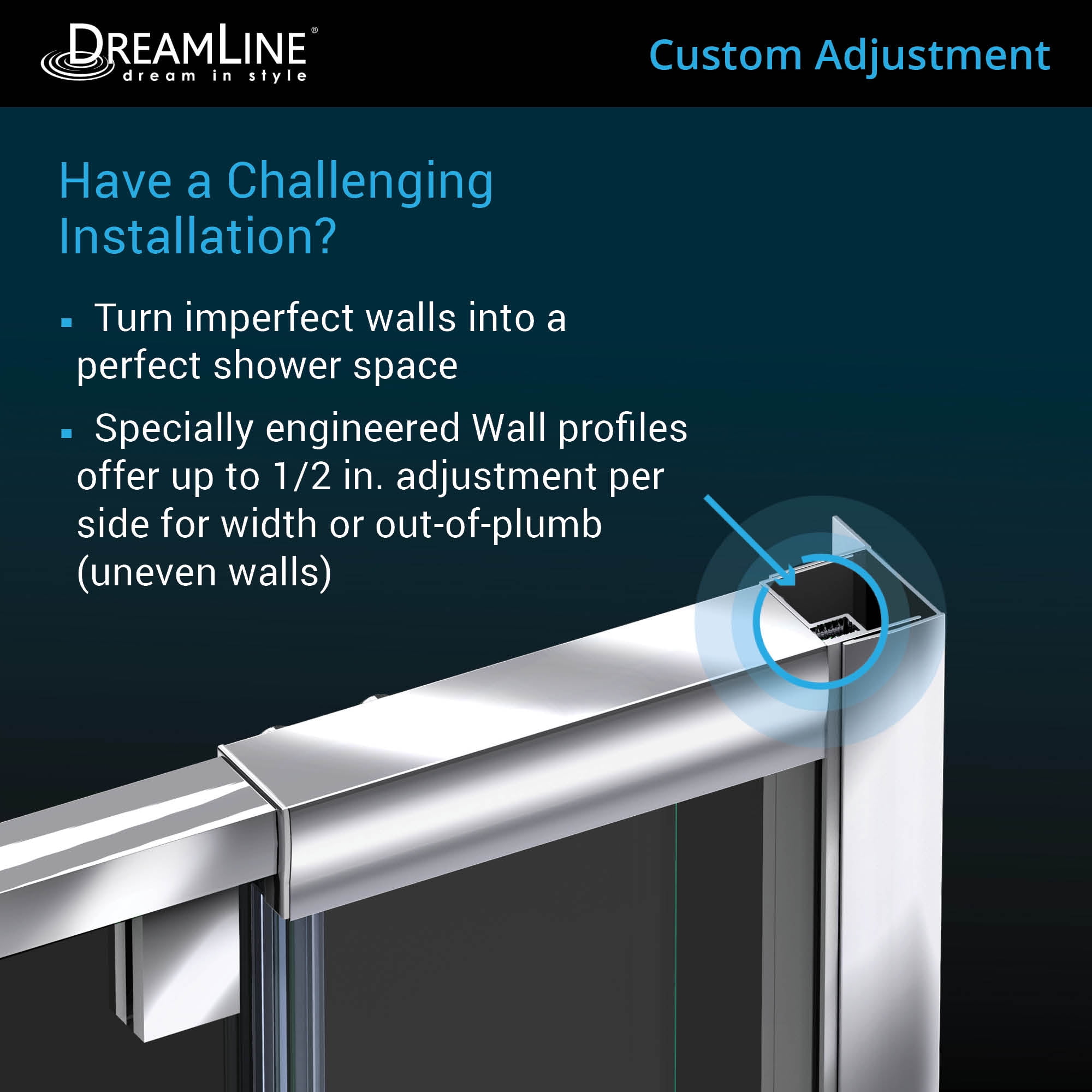 Dreamline Flex 34 1 2 In D X 44 48 In W X 72 In H Semi Frameless Pivot Shower Enclosure In Brushed Nickel Walmart Com Walmart Com