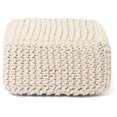 thumbnail image 5 of Echoworld Cube Low Pouf Foot Stool Ottoman - Hand Knitted Poof - Cord Boho Pouffe - Home Décor - Stuffed Footrest for Living Room - Nursery - Bedroom - Covered Patio - Room (16" x 16" x 8") - Ivory, 5 of 6