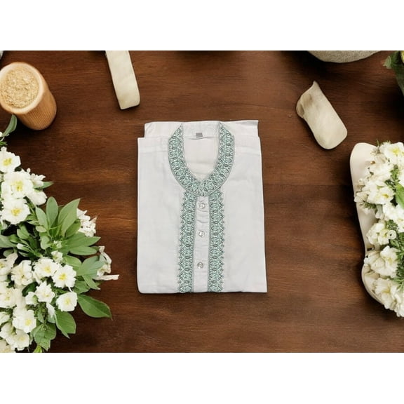 Classic White Men's Traditional Kurta Cotton, Timeless Style