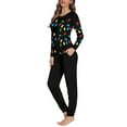 thumbnail image 3 of Renewold Christmas Lights Pajamas for Women Size 4XL Softness Long Sleeve Pajama O-Neck Pullover Tops Elastic Waist Pants 2 Pieces Casual Jogger Sleep Lounge Set, 3 of 5