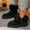 #074-Black, variant on Plush Winter Boots for Women – Cozy Chunky Heel Short Shaft Snow Shoes with Faux Fur Lining & Non-Slip Thick Sole for Casual Outdoor Cold Weather Wear