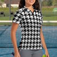 thumbnail image 4 of CHAQLIN Houndstooth Print Quick Dry Women Short Sleeve Golf Shirts for Tennis Bowling Outdoor, Stretch Polo Shirts Skin Friendly Polyester Women Zip Golf Shirts, 4 of 10