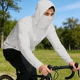 thumbnail image 3 of Mens Hooded Sun Shirt with Mask UV Spf Upf 50+ Rash Guard Sun Shirts Lightweight Sun Protection Long Sleeve Hoodies,White M, 3 of 3