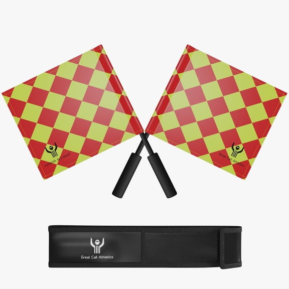 Great Call Soccer Referee Flag Pro Set Head Linesman Red Yellow Flags Free Case