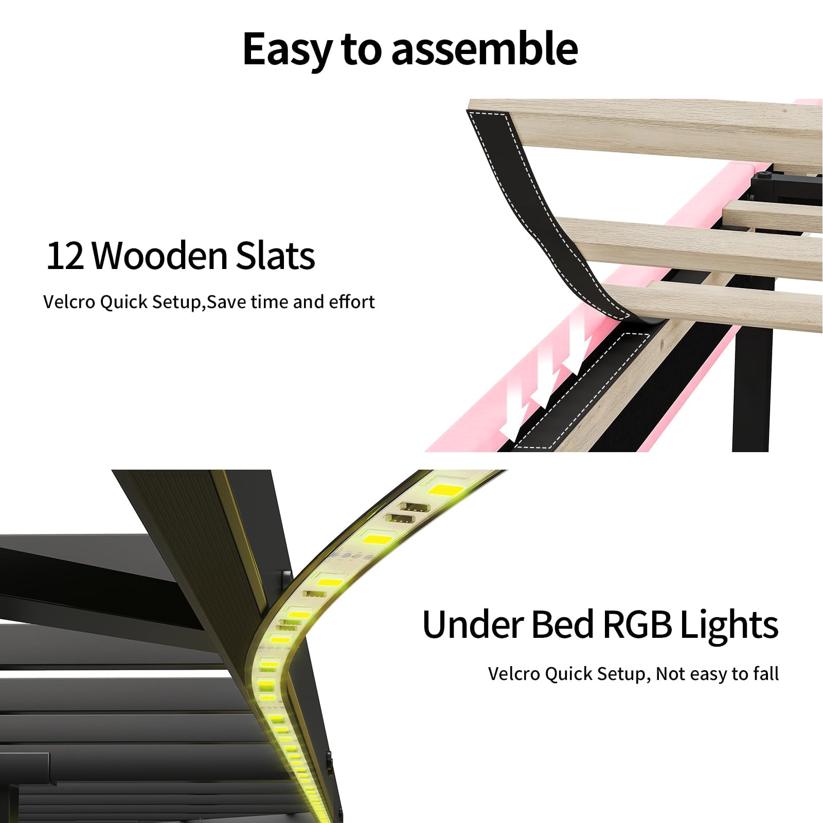 Princess Full Size Platform Bed Frames with Storage Headboard,Power Outlet, Modern Velvet Upholstered Girls Bed with LED Lights and Storage Shelves,No Box Spring Needed,Noise-Free,Easy Assembly, Pink