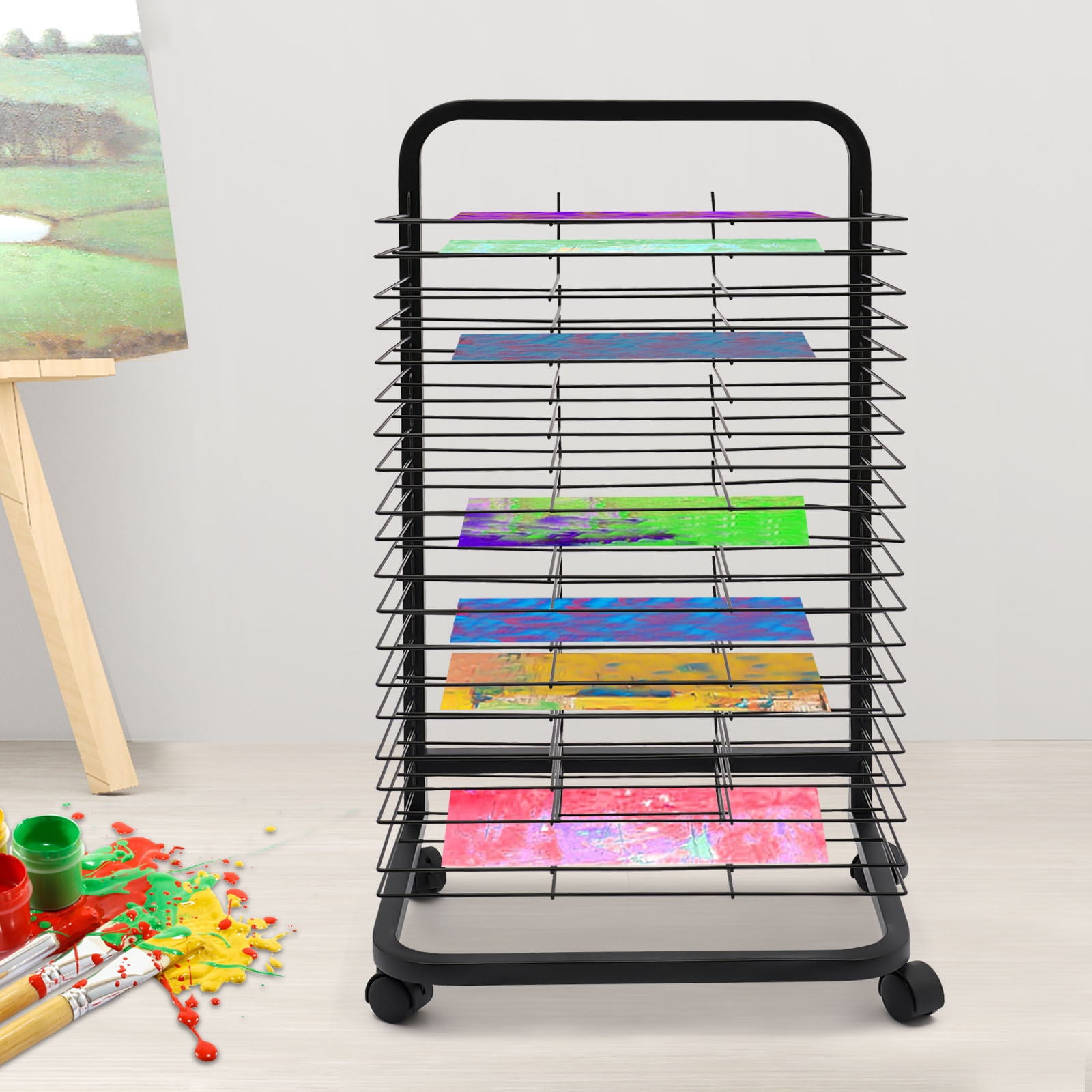 YIYIBYUS Wire Art Drying Rack Mobile Cart for Painting Craft Artwork