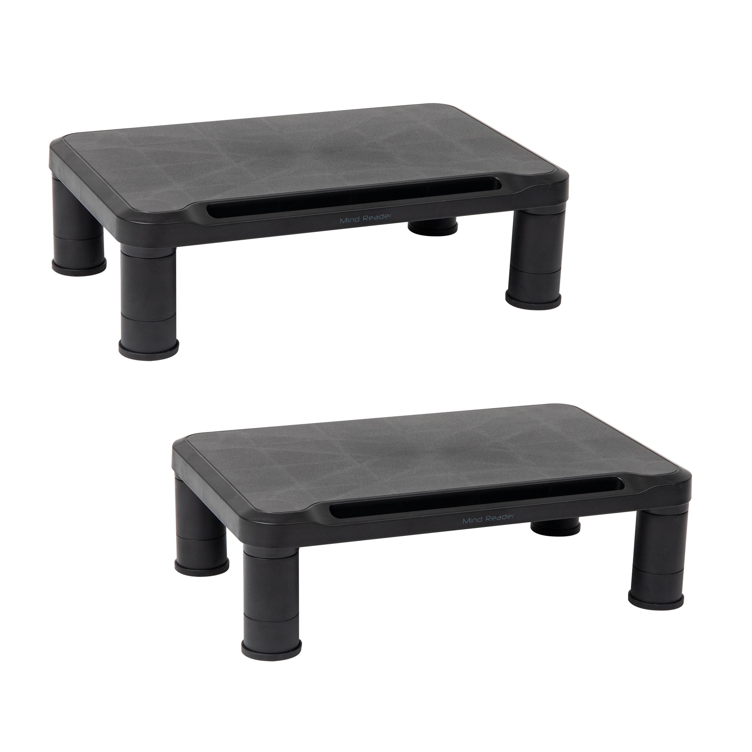 Mind Reader Monitor Stand, Height Adjustable, Laptop, Computer, Riser, Set of 2, Black